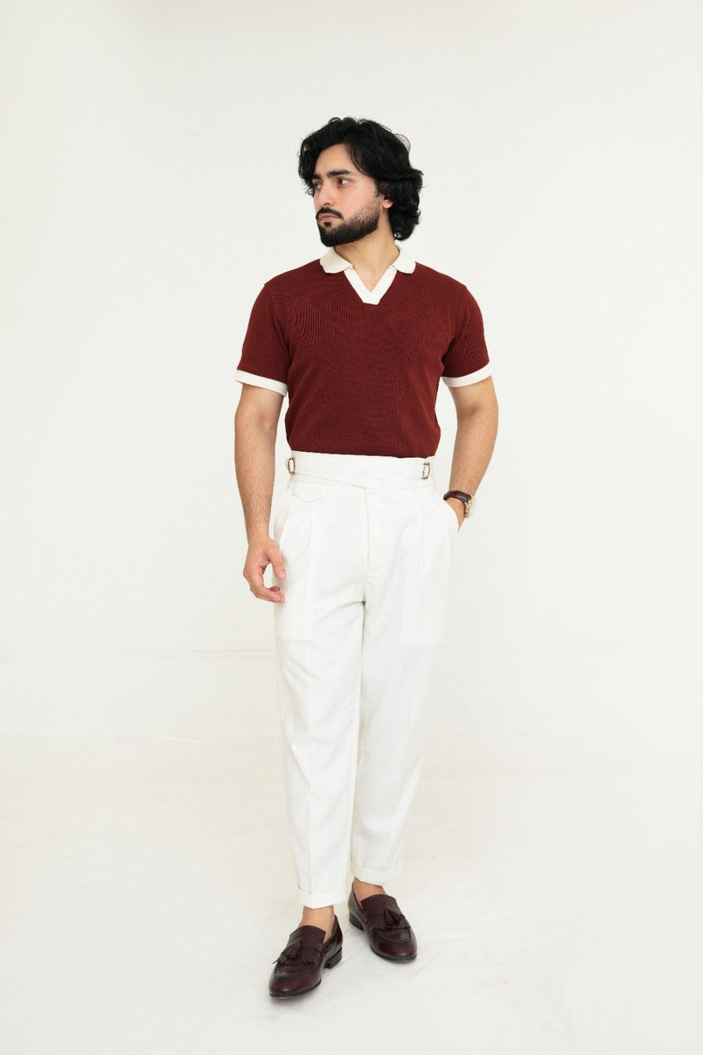 Legacy Signature Wine V Knit Polo