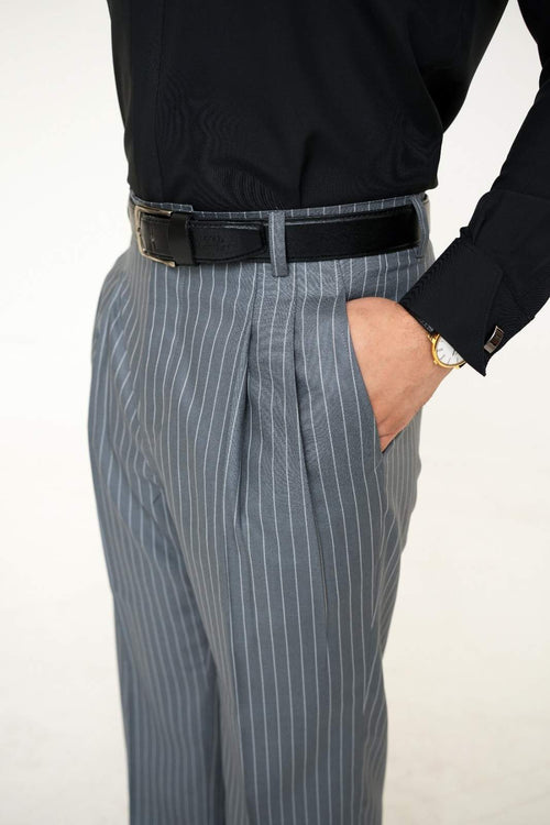 Legacy Ashen Stripe Old Money Pleated Pants