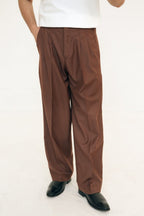 Legacy Ember Brown Old Money Pleated Pants