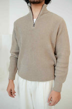 Legacy Heritage Quarter Zip Knit – Ivory Beige
