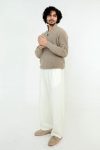 Legacy Heritage Quarter Zip Knit – Ivory Beige