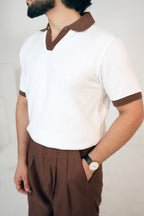 Legacy Signature Ivory Contrast V Knit Polo