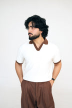 Legacy Signature Ivory Contrast V Knit Polo