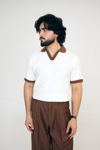 Legacy Signature Ivory Contrast V Knit Polo