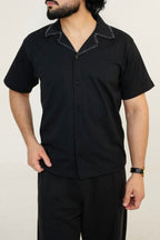 Legacy Signature Noir Stitched Cuban Collar Shirt