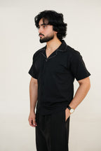 Legacy Signature Noir Stitched Cuban Collar Shirt