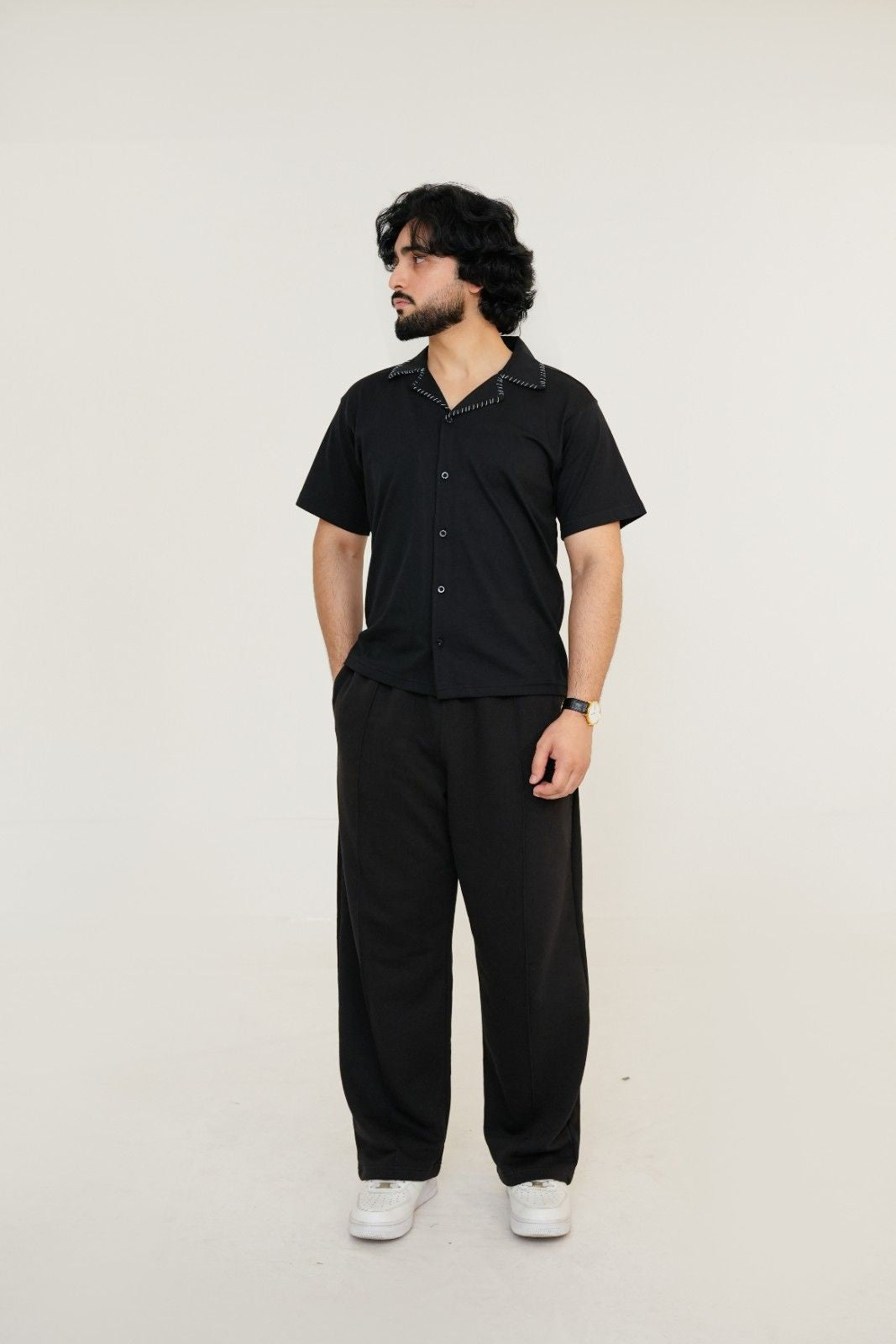 Legacy Signature Noir Stitched Cuban Collar Shirt