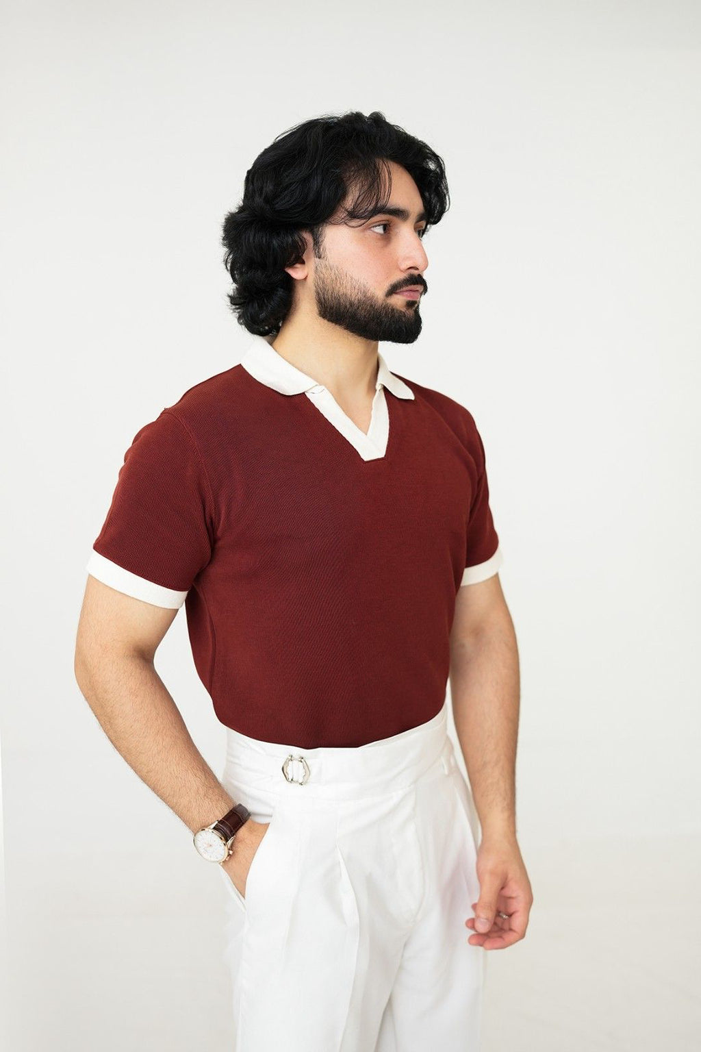Legacy Signature Wine V Knit Polo