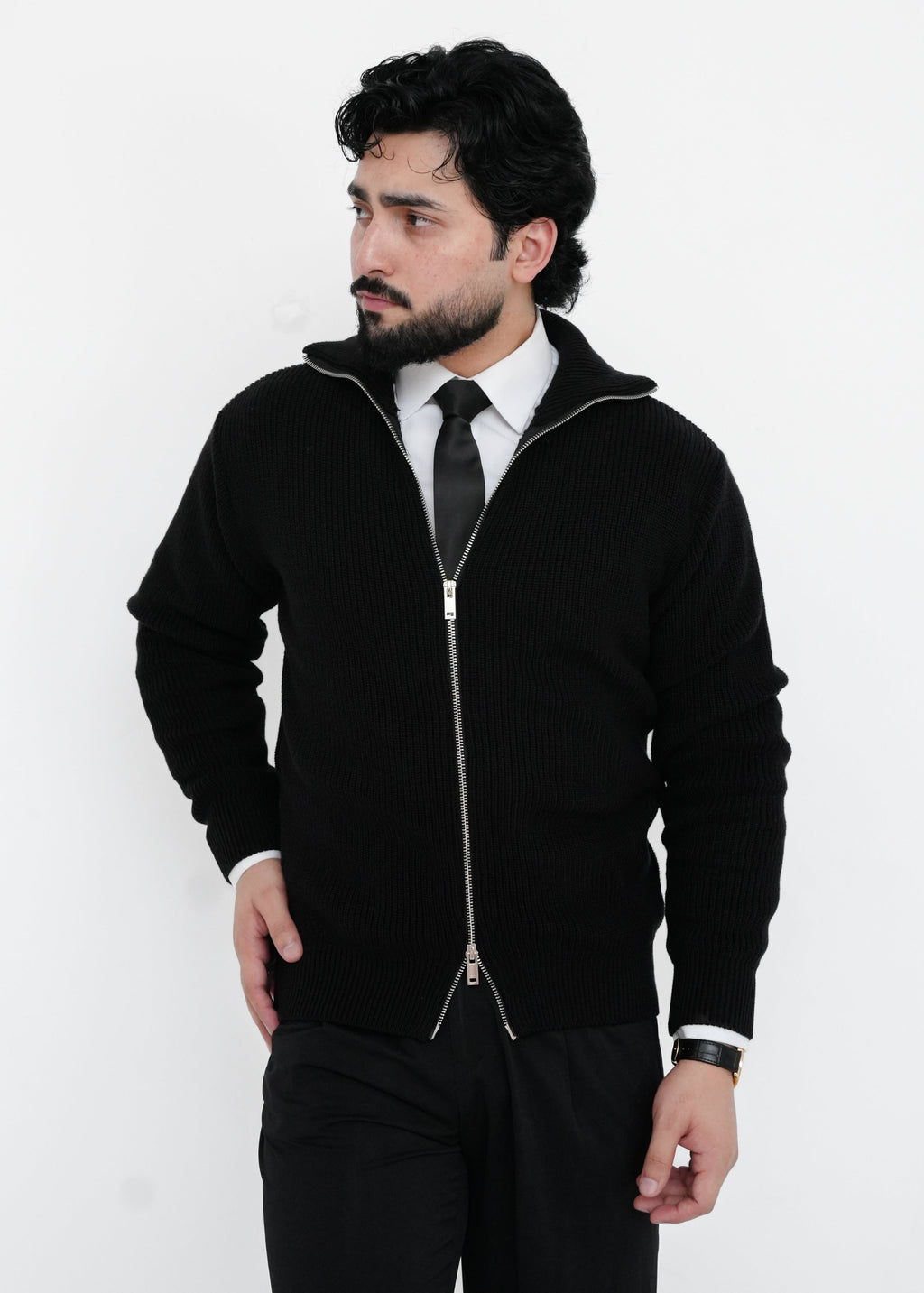 The Midnight Full-Zip Knit Sweater